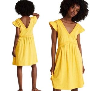 Boden Women’s Embroidered Empire Waist Yellow Sleeveless Dress